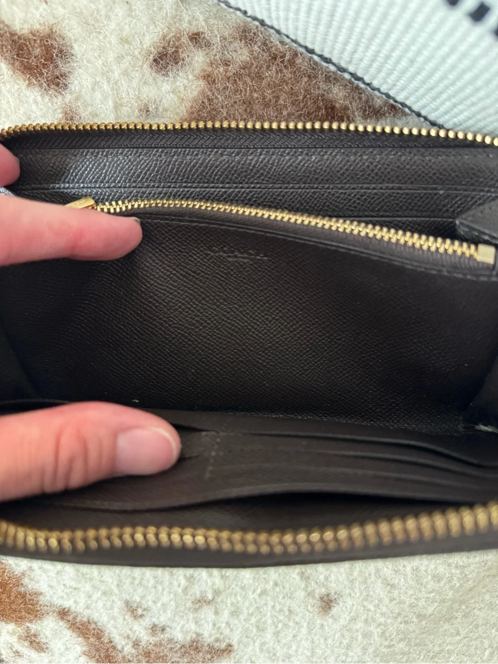 Coach Brown Signature Canvas Zip Around Card Holder with Gold Logo